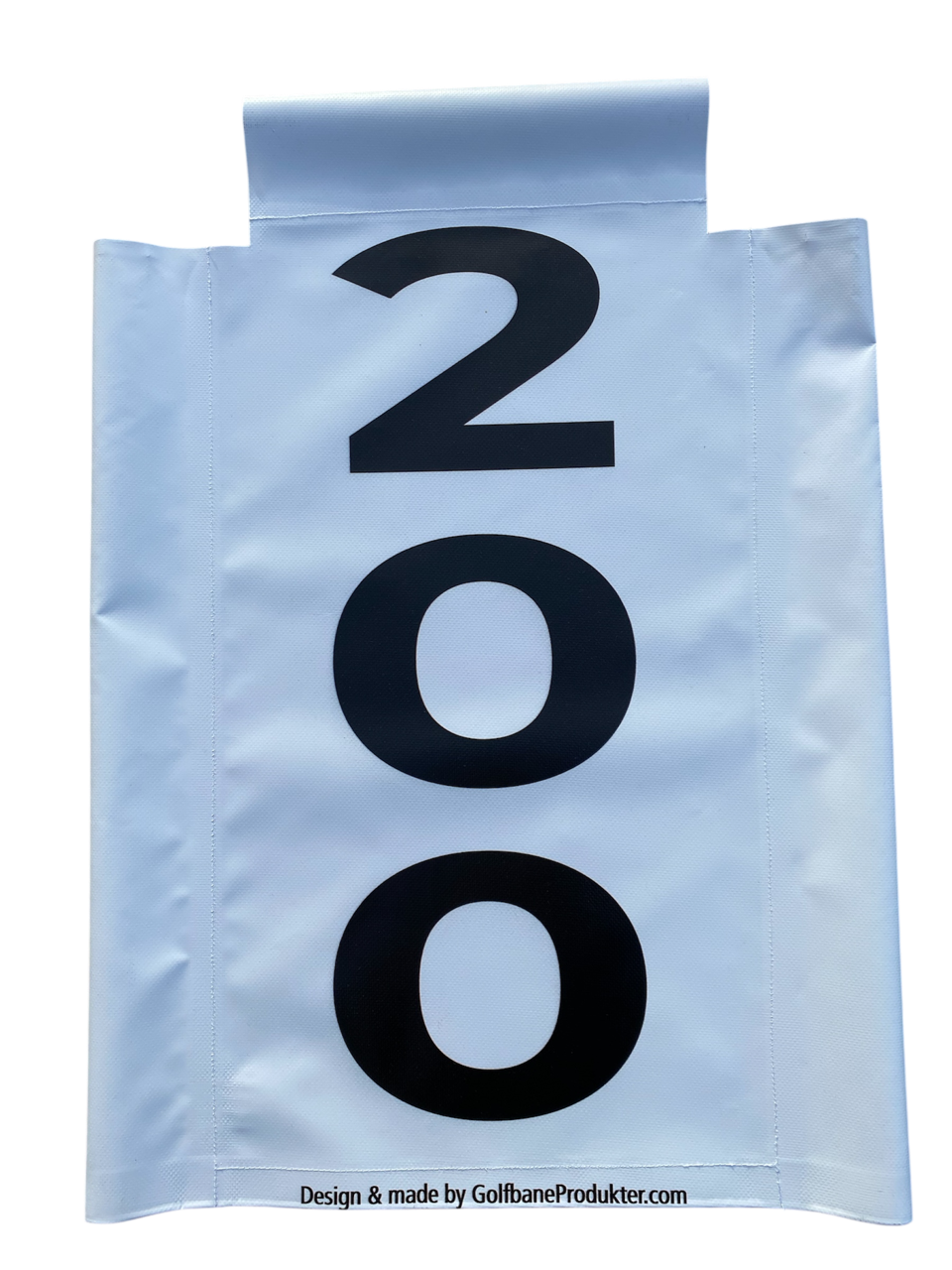 Afstandsskilt 200 m, hvid vertikal