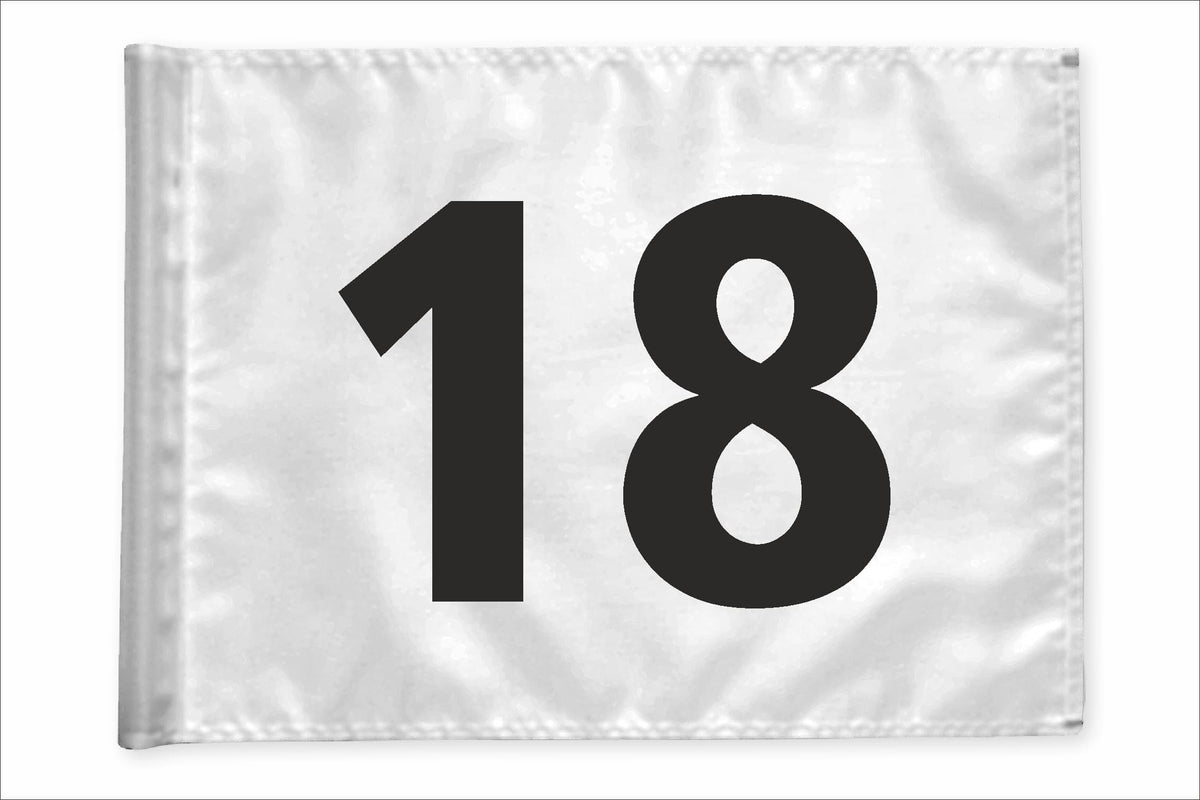 Stykvis golfflag, hvid, nummer 18