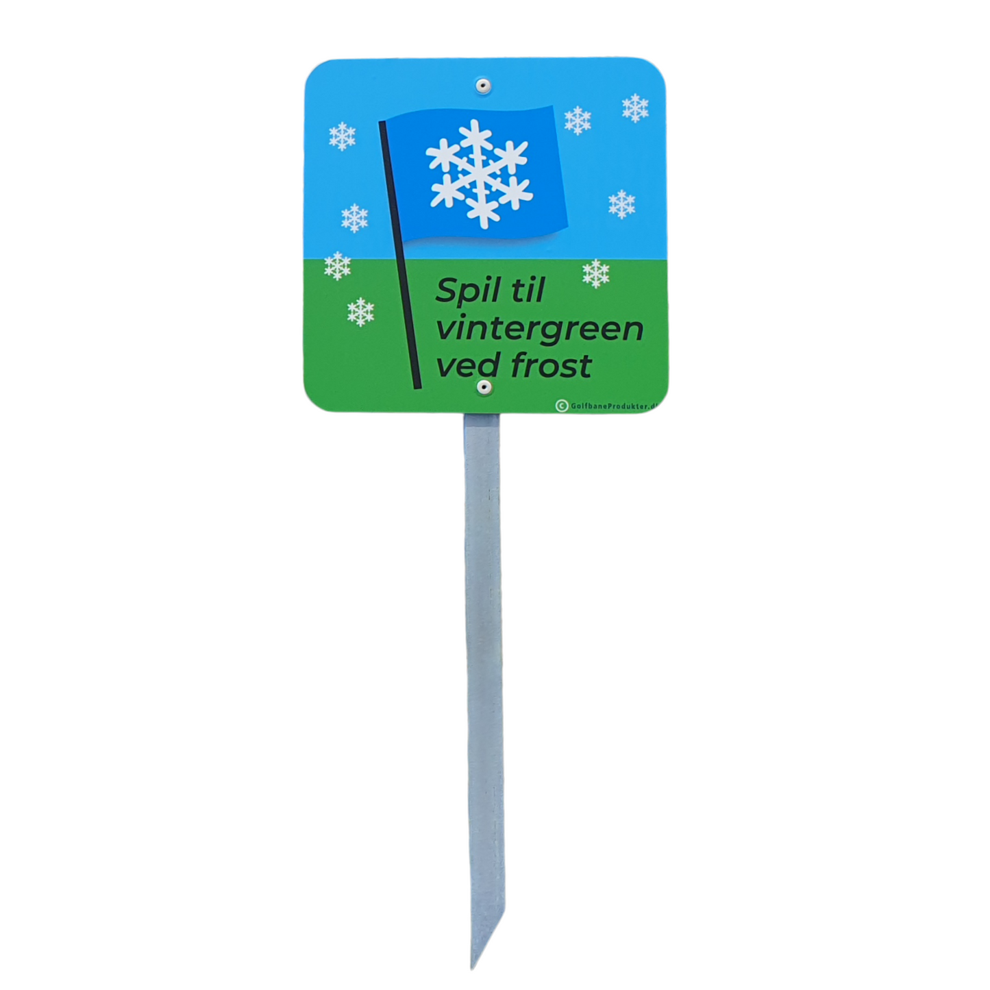 Golfskilt: Spil til vintergreen ved frost