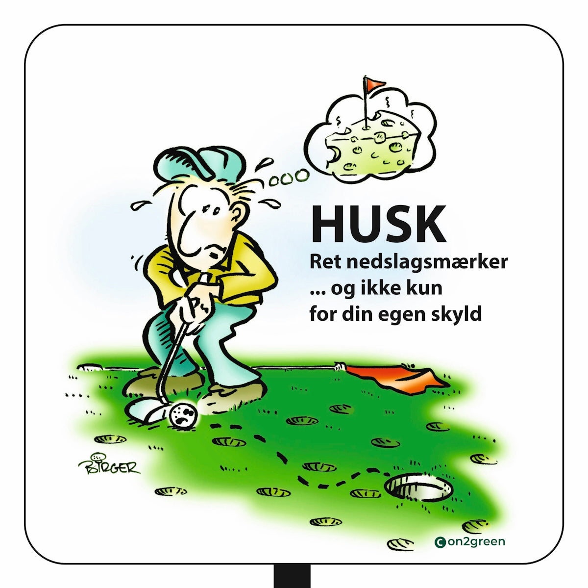 Golfskilt: Husk ret nedslagsmærker