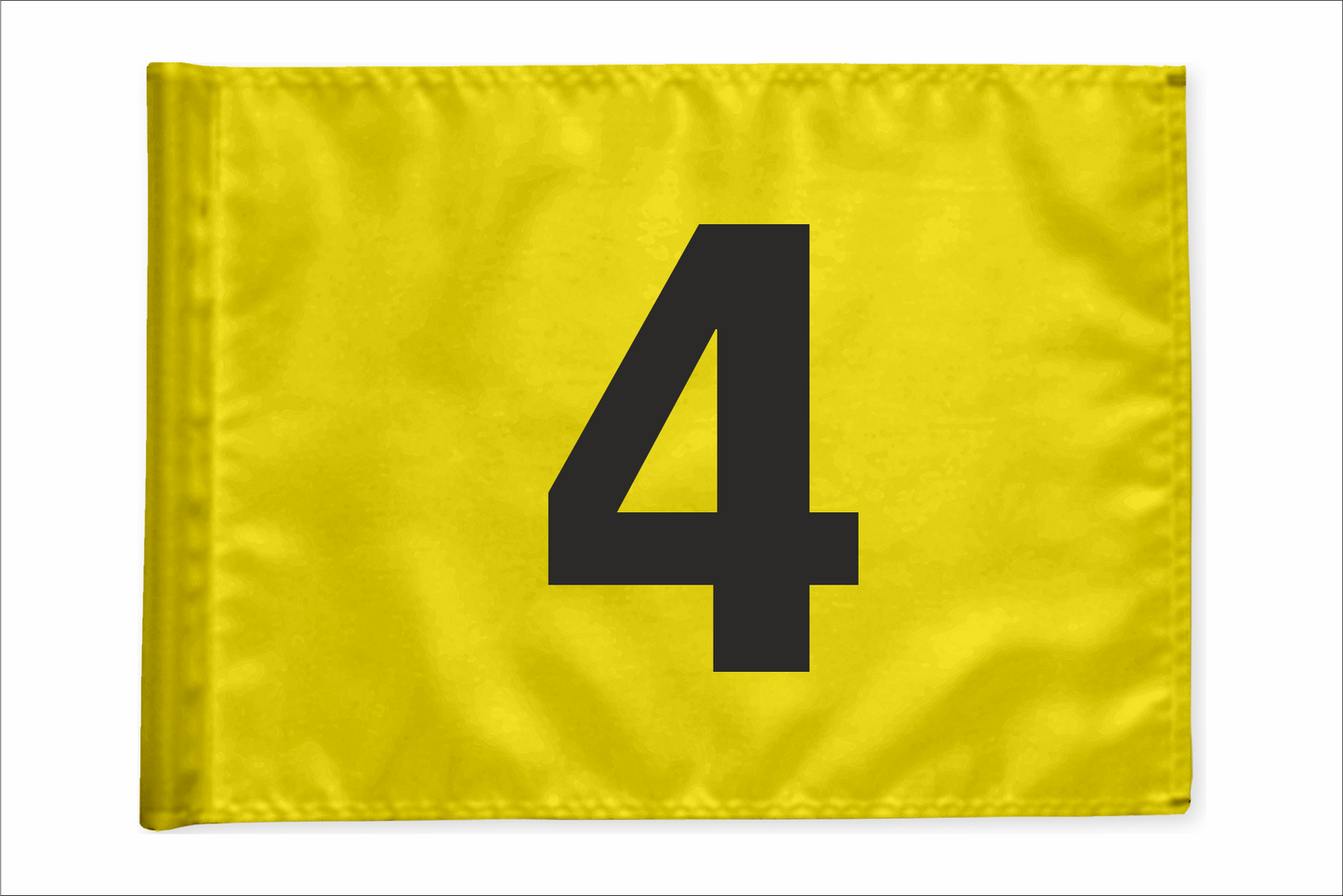 Stykvis golf flag i gul med valgfri hulnummer, 200 gram flagdug