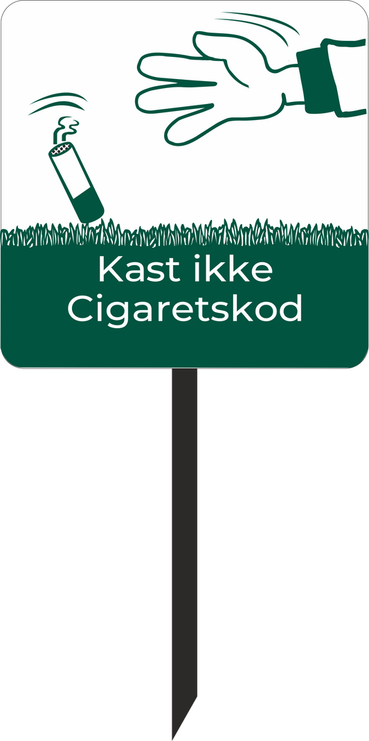 Golfskilt Kast ikke cigaretskod