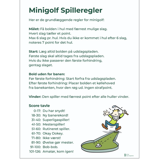 Regel skilt til MiniGolf / Adventure Golf