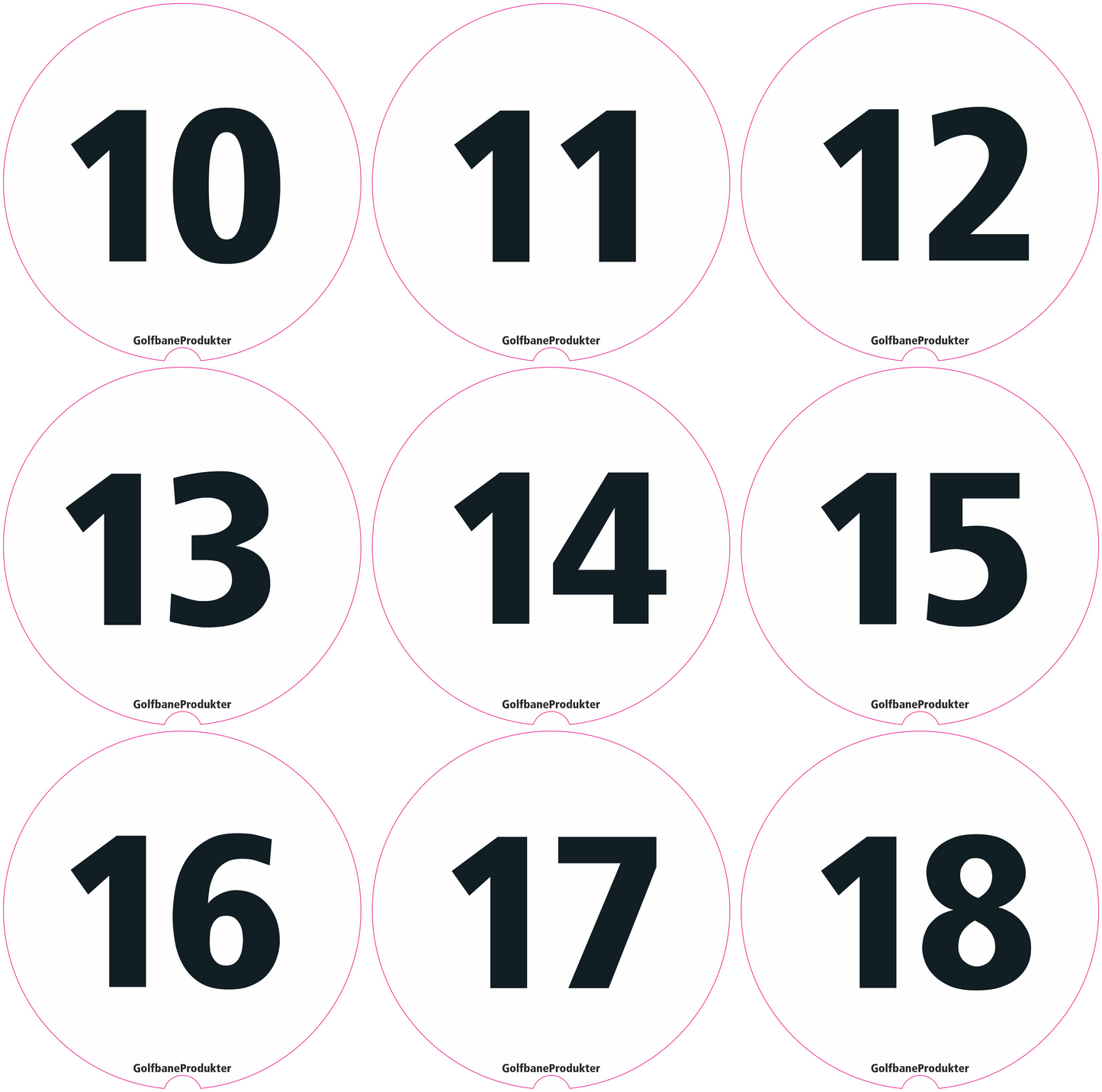 Klistermærker 10-18 til rund puttinggreenflag