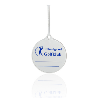 Bagmærke, hvid med tryk