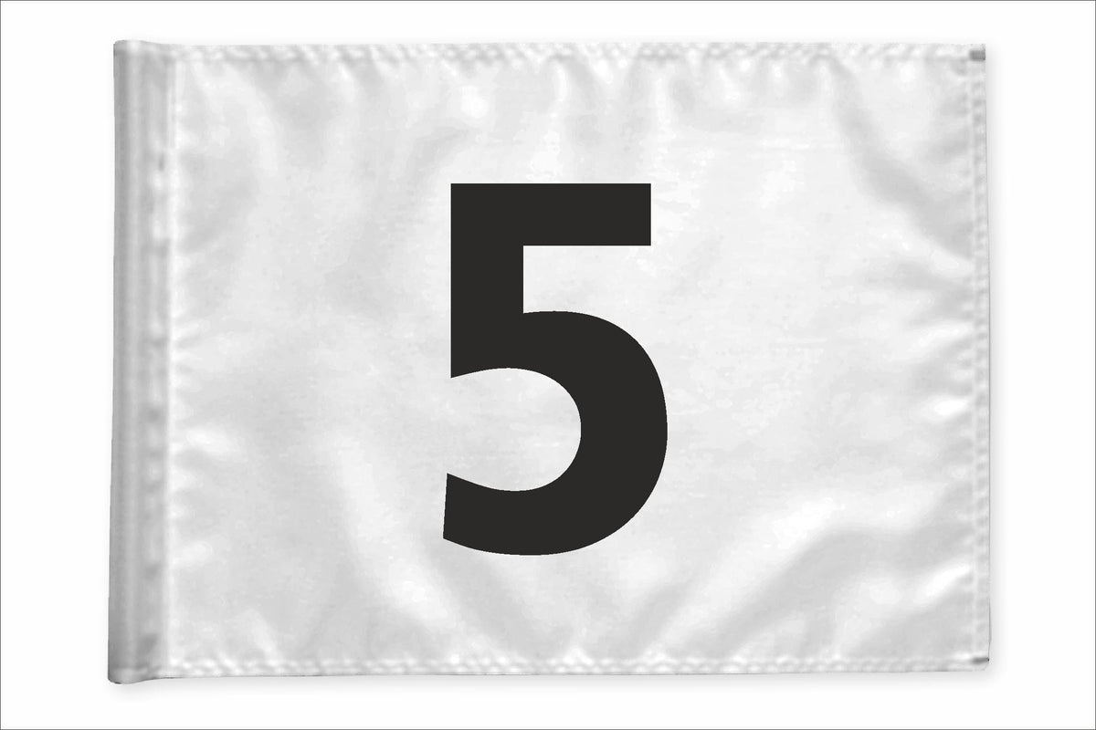 Stykvis golfflag, hvid, nummer 5