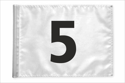 Stykvis golfflag, hvid, nummer 5