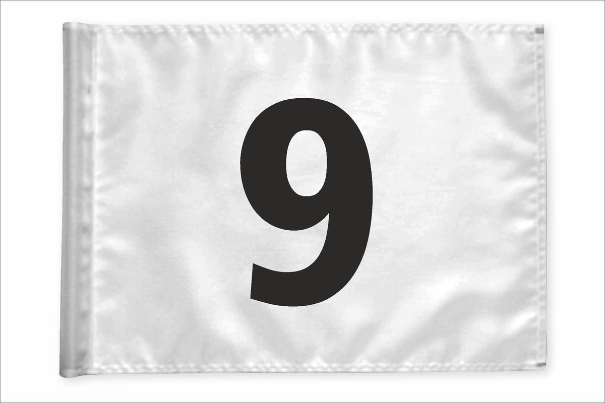 Stykvis golfflag, hvid, nummer 9