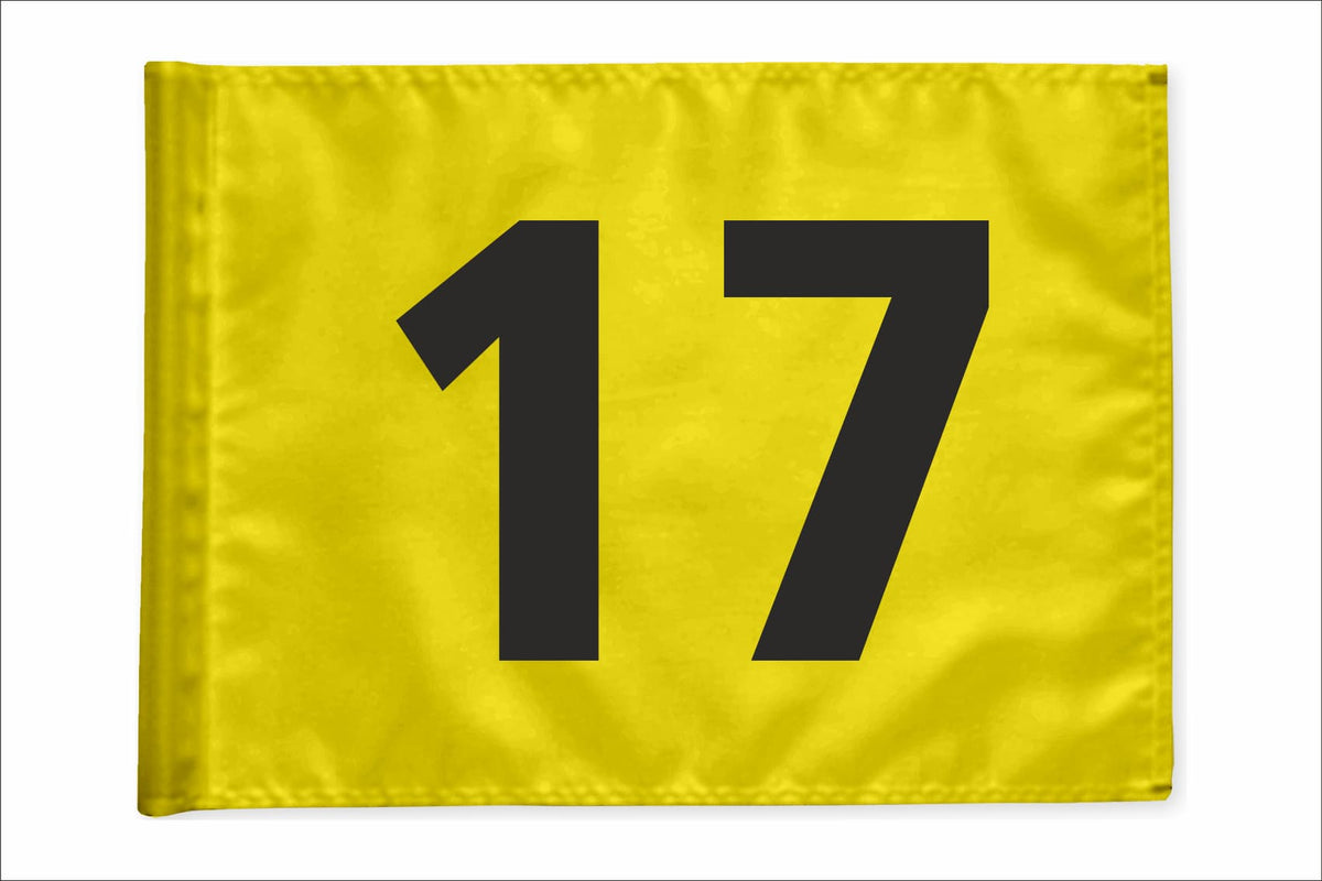 Stykvis golfflag, gul, nummer 17