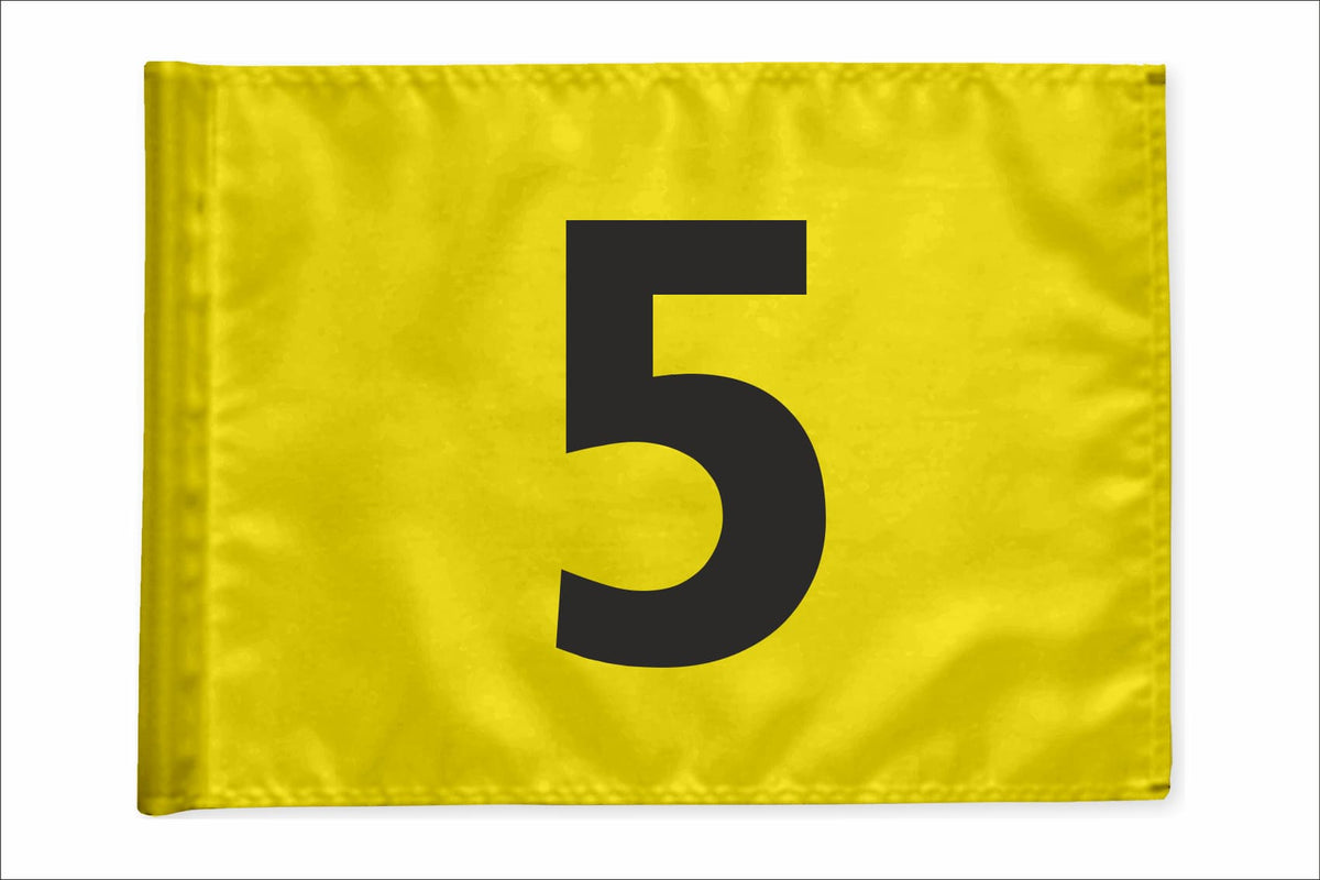 Stykvis golfflag, gul, nummer 5
