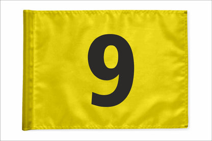 Stykvis golfflag, gul, nummer 9