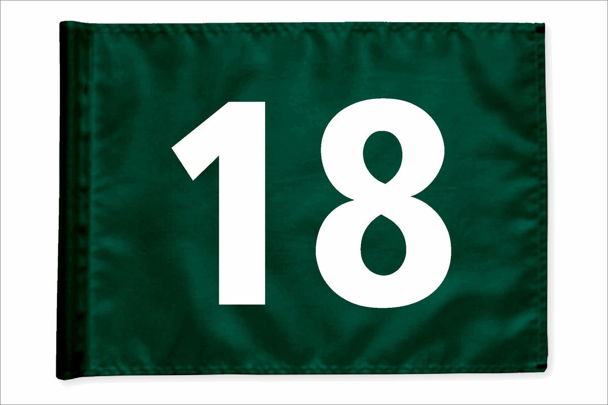 Stykvis golfflag, grøn, nummer 18