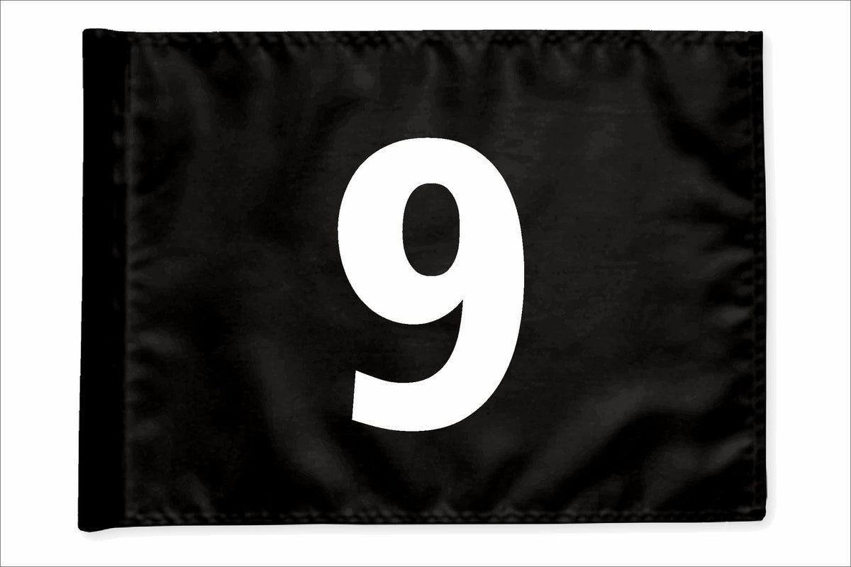 Stykvis golfflag, sort, nummer 9