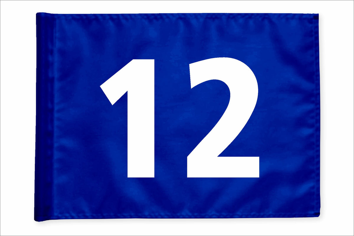 Stykvis golfflag, blå, nummer 12
