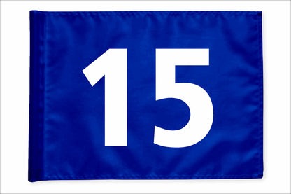 Stykvis golfflag, blå, nummer 15