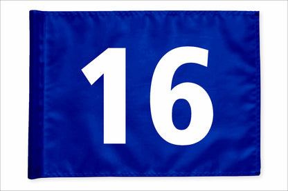 Stykvis golfflag, blå, nummer 16