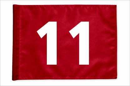 Stykvis golfflag, rød, nummer 11