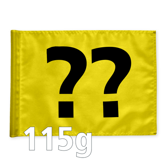 Stykvis golf flag i gul med valgfri hulnummer, 115 gram flagdug
