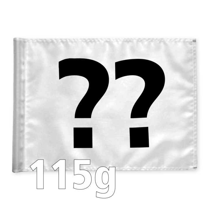 Stykvis golf flag i hvid med valgfri hulnummer, 115 gram flagdug