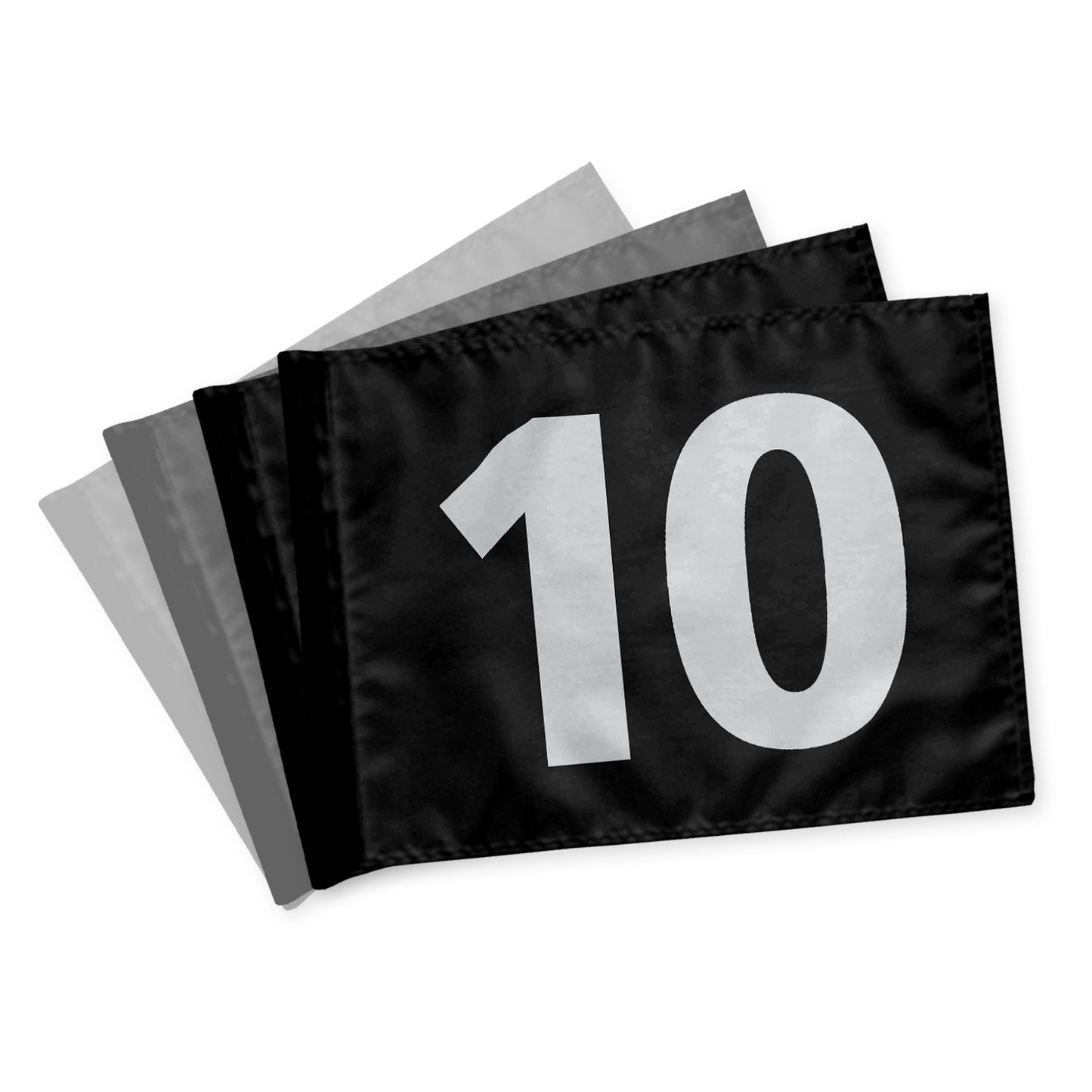 Puttinggreenflag, 10-18, afstivet, sorte med hvide tal, 200 gram flagdug