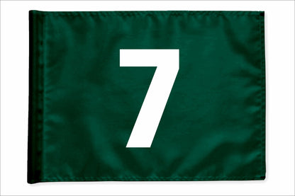 Stykvis minigolfflag, grøn, nummer 7