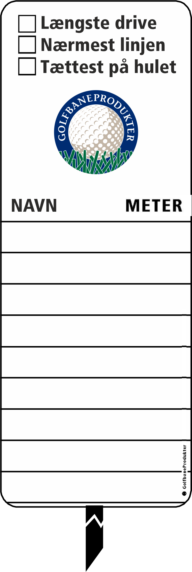 Golfskilt: Nærmest hullet 15x40