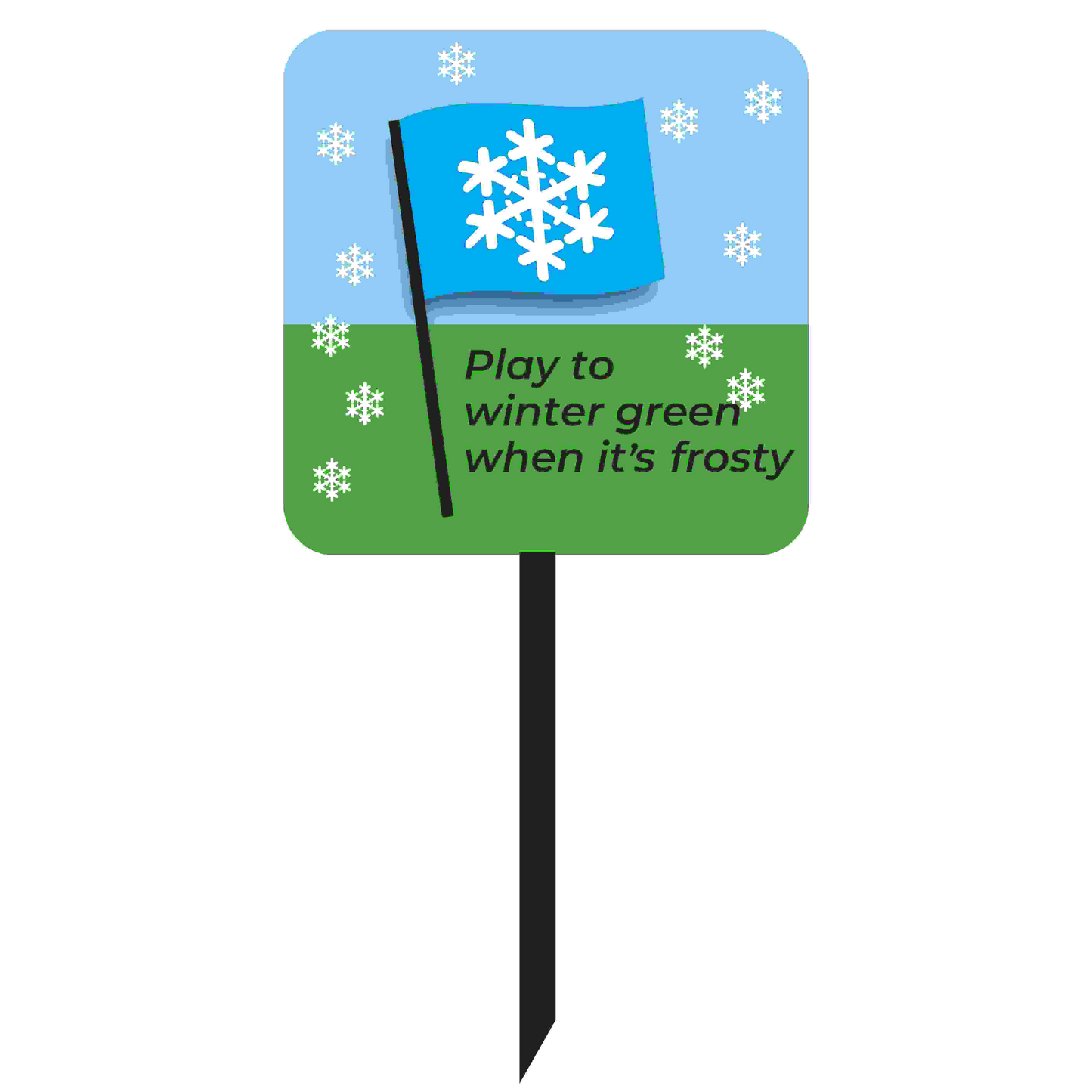 Golfskilt: Spil til vintregreen ved frost