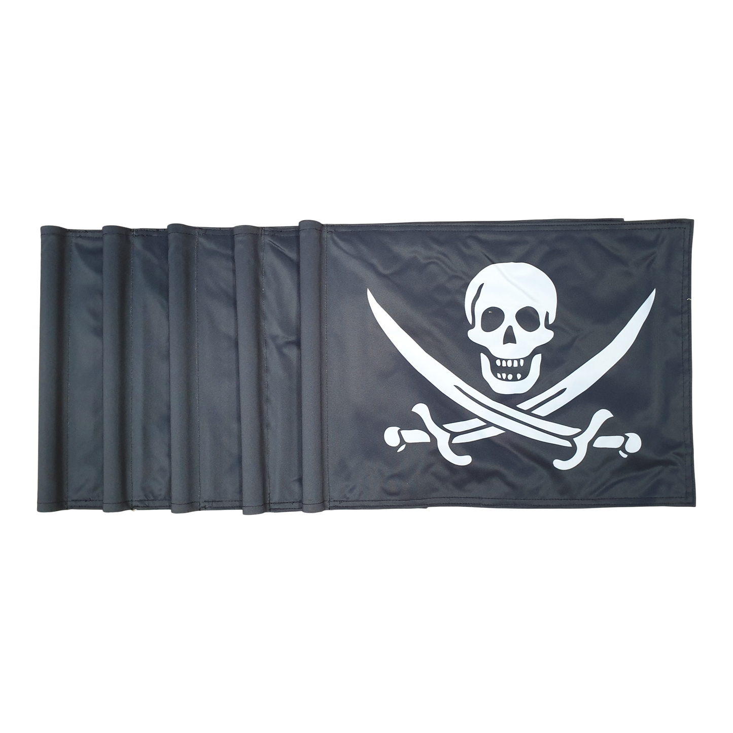 Golfflag, sort med hvidt piratlogo, 200 gram flagdug