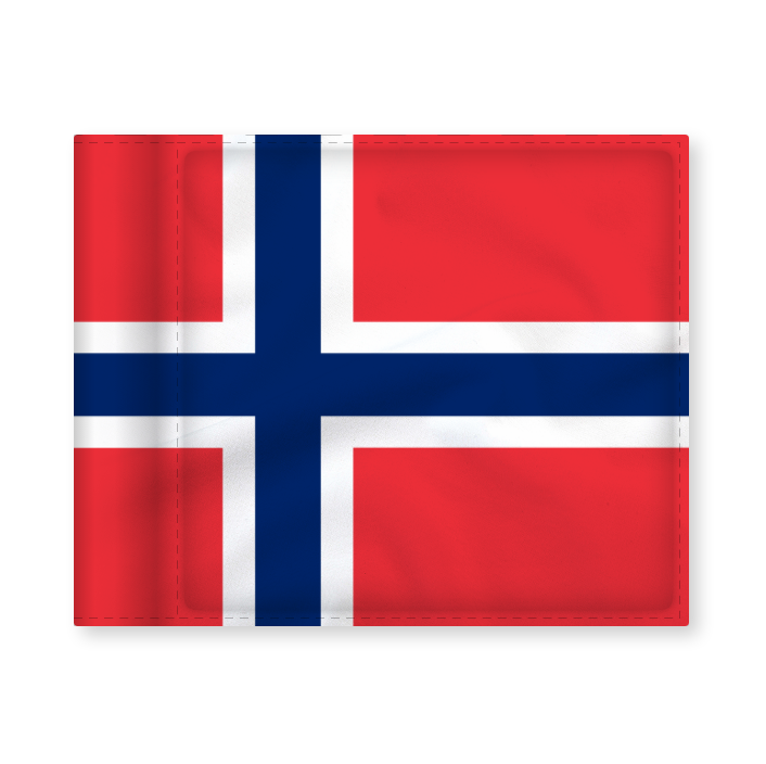 Puttinggreenflag Norge, afstivet, 200 gram flagdug.