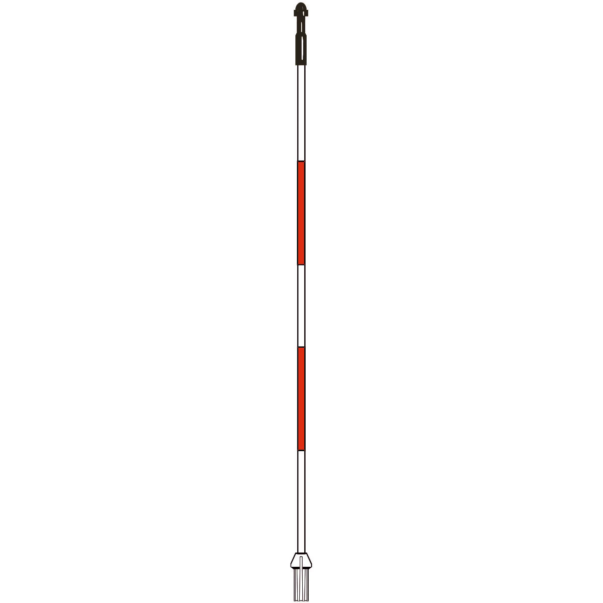 Golfflagstang 10' i hvid med  2 røde striber