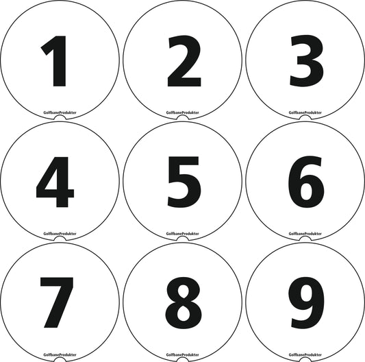 Stickers 1-9 for Round Putting Green Flag