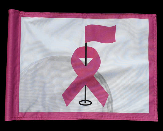 Pink flag for golf competition against cancer