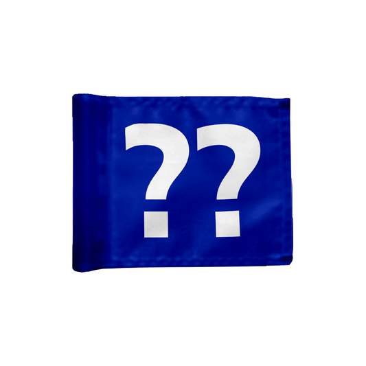 Stykvis puttinggreenflag, afstivetr, i blå med valgfrit hulnummerl, 200 gram flagdug
