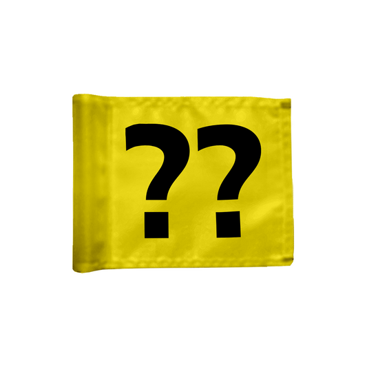 Stykvis puttinggreen flag enkeltsidet i gul med valgfrit hulnummer, 200 gram flagdug